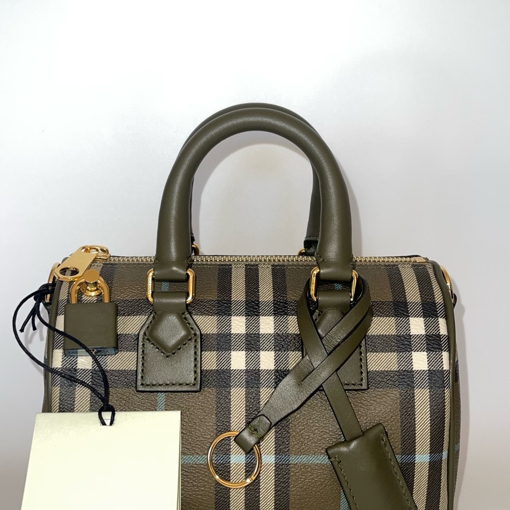 Burberry Olive and Tan Plaid Satchel